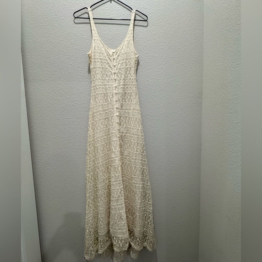 Abercrombie & Fitch Cream Sleeveless Lace Maxi Dress XS
